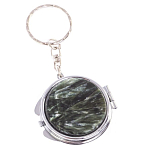 Зеркало брелок карманное двухстороннее из натурального камня Серафинит Stone Mirrors варинант исполнения - 5 | Loft Concept в Омске