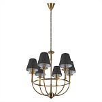 Люстра на металлическом основании бронзового цвета с 6-ю черными конусовидными абажурами Dignity варинант исполнения - 4 | Loft Concept в Омске