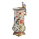 Ваза фарфоровая с птицей на бронзовой ветке и цветочной росписью Garden of Eden варинант исполнения - 2 | Loft Concept в Омске