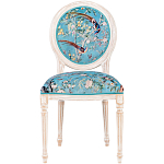 Стул из массива бука бирюзовый с изображением птиц и цветов Turquoise Beige Chinoiserie Birds Garden Chair варинант исполнения - 1 | Loft Concept в Омске