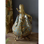 Чаша голубого цвета с оранментом и и бронзовыми фигурами леопардов Eden Garden варинант исполнения - 10 | Loft Concept в Омске