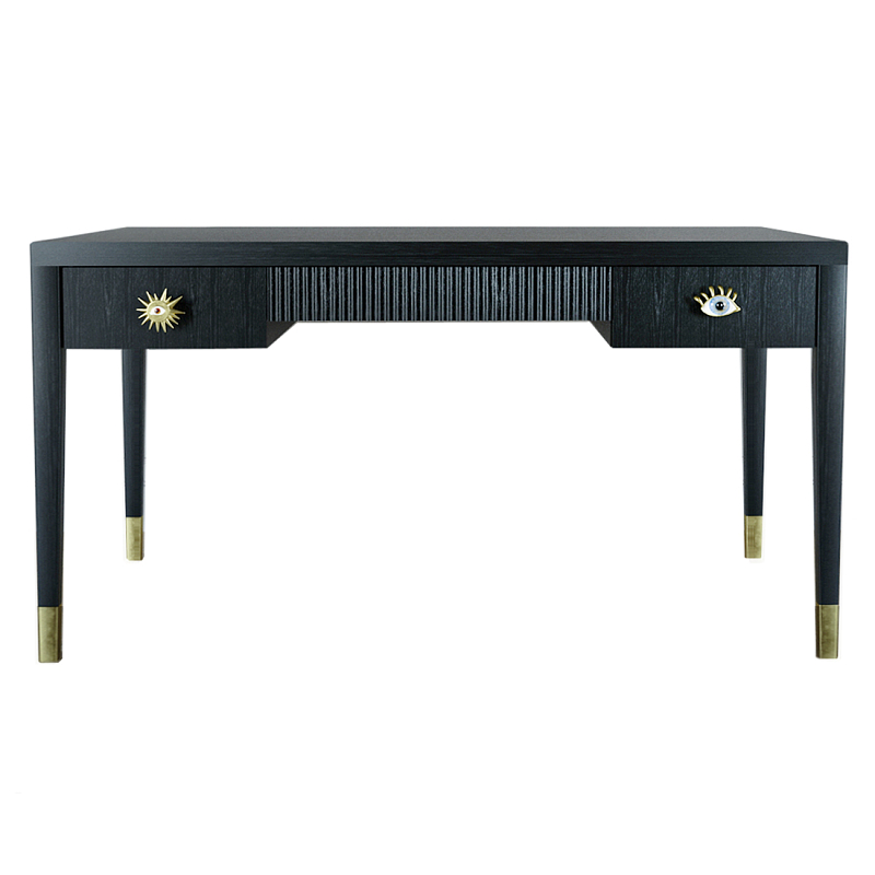 Письменный стол Elsa Dreams Black Шпон дерево с двумя ящиками Черный в Омске | Loft Concept 