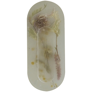 Подставка под благовония из эпоксидной смолы с цветами белая Epoxy Resin Flowers Incense Oval Stand White