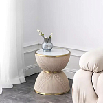 Дизайнерский журнальный стол фактурный с круглой белой столешницей Luler варинант исполнения - 1 | Loft Concept в Омске