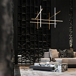 Люстра с 6-ю  пересекающимися цилиндрическими плафонами на тонких тросах Trumpet tube варинант исполнения - 8 | Loft Concept в Омске