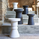 Приставной стол из искусственного камня Chess Black варинант исполнения - 3 | Loft Concept в Омске