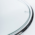 Приставной столик на серебристом основании с столешницей из стекла Noir варинант исполнения - 2 | Loft Concept в Омске