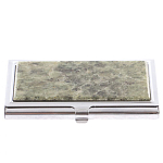 Визитница карманная металлическая с накладкой из натурального камня Апатит Stone Business Card Holders варинант исполнения - 1 | Loft Concept в Омске