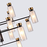 Люстра потолочная с 16-ю цилиндрическими плафонами из стекла и черным каркасом Noir Poise варинант исполнения - 2 | Loft Concept в Омске