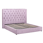 Кровать двуспальная фиолетовая с основанием из массива дерева с мягким изголовьем Velour Beds варинант исполнения - 1 | Loft Concept в Омске