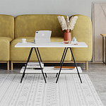 Стол журнальный с белой прямоугольной столешницей и полкой ESSEL WHITE варинант исполнения - 1 | Loft Concept в Омске