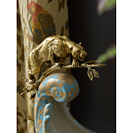 Чаша голубого цвета с оранментом и и бронзовыми фигурами леопардов Eden Garden варинант исполнения - 7 | Loft Concept в Омске