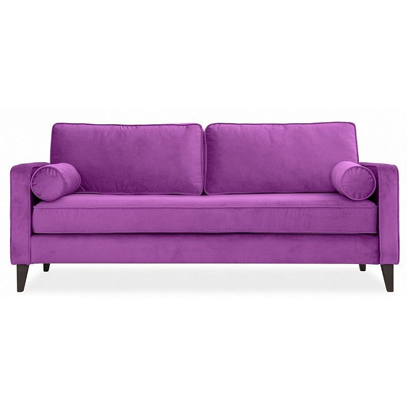 Диван бархатный с двумя подушками-валиками Simple Berry Sofa Лиловый Коричневый в Омске | Loft Concept 