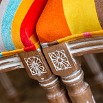 Стул бежевый в разноцветную полоску из натурального бука с изображением птиц и цветов Blooming Birds Colorful Stripes Chair варинант исполнения - 7 | Loft Concept в Омске