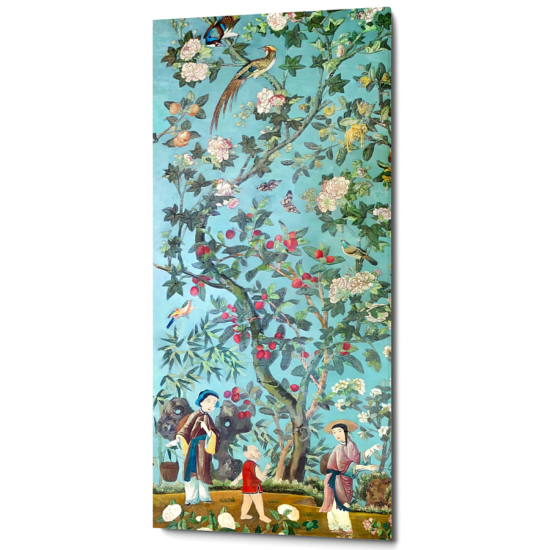 Постер на холсте в стиле шинуазри с изображением сада Chinoiserie Imperial Peach Garden Poster Бирюзовый Мульти Постер на холсте в стиле шинуазри с изображением сада Chinoiserie Imperial Peach Garden Poster Бирюзовый Мульти в Омске | Loft Concept