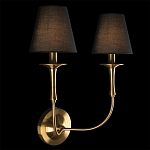 Бра с металлическим основанием бронзового цвета и 2-мя черными конусовидными абажурами Dignity варинант исполнения - 2 | Loft Concept в Омске