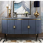 Дизайнерский комод синий глянцевый с золотыми ручками на 4-х дверцах Martin варинант исполнения - 2 | Loft Concept в Омске