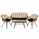 Журнальный столик с столешницей из ротанга и стекла Wicker Tabletop Under Glass варинант исполнения - 3 | Loft Concept в Омске