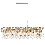 Люстра линейная с подвесками в форме монеток и золотистыми круглыми элементами из металла в виде лепестков FAIRYTREE Light варинант исполнения - 3 | Loft Concept в Омске