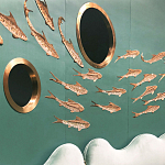 Обои с вышивкой ручной работы Deco Fish Original colourway варинант исполнения - 3 | Loft Concept в Омске