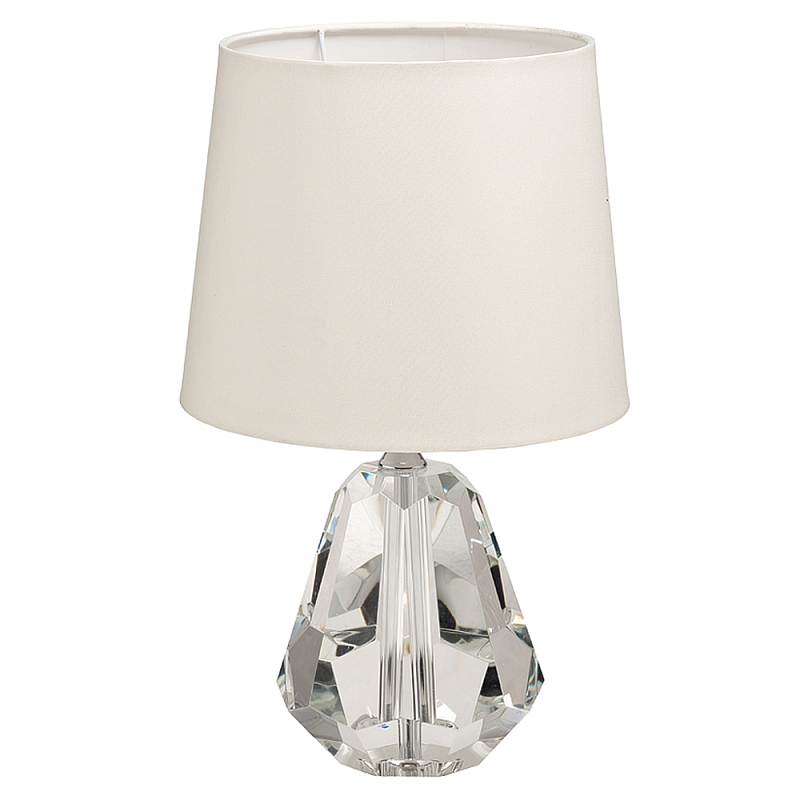 Настольная лампа с кремовым абажуром на стеклянной ножке Crystal Facets Кремовый Прозрачный в Омске | Loft Concept 