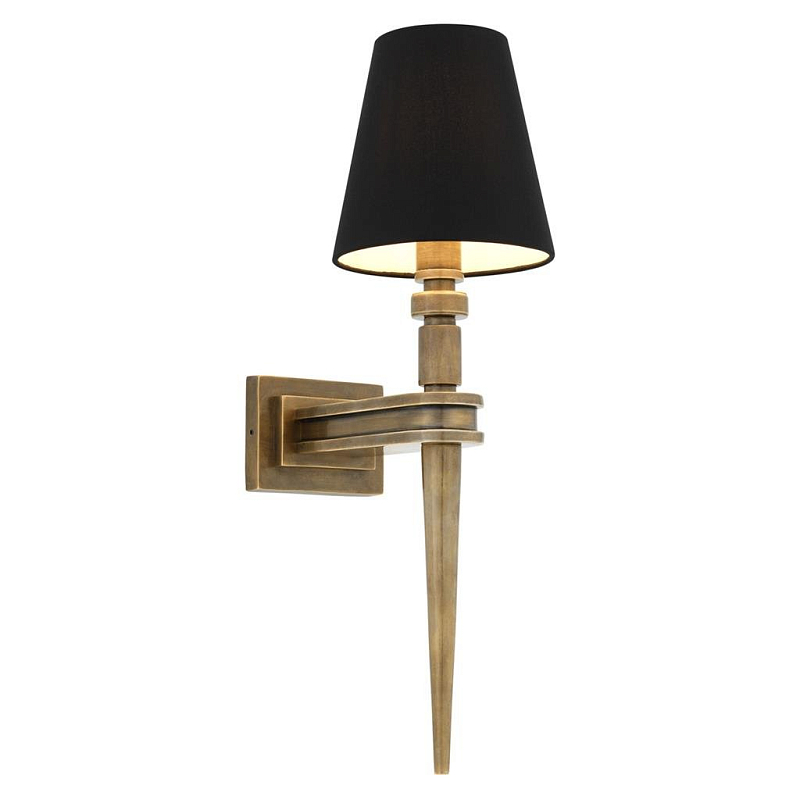 Бра Wall Lamp Waterloo Single Brass Латунь Античная полированная Черный в Омске | Loft Concept 