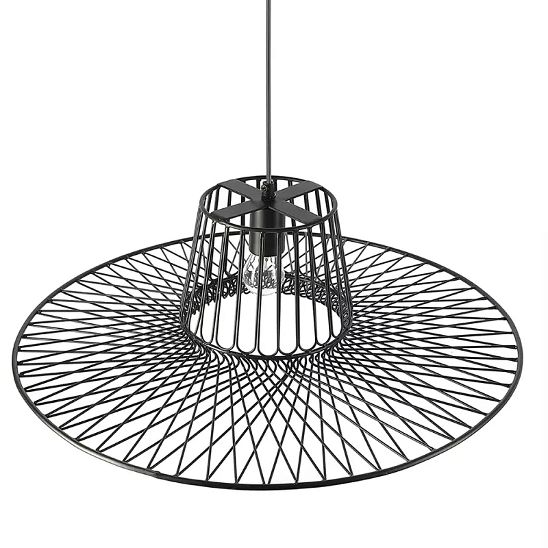 Подвесной светильник с плафоном из металлической сетки Lamp with Metal Mesh Shade Черный в Омске | Loft Concept 