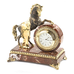 Часы настольные бронзовые с декором в виде коня Horse Stone Clock варинант исполнения - 2 | Loft Concept в Омске
