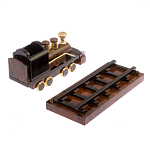 Часы настольные в виде паровоза из натурального камня Обсидиан Train Stone Clock варинант исполнения - 6 | Loft Concept в Омске