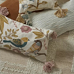 Чехол на подушку с кисточками и вышивкой птиц Ethnic mix Birds Rect варинант исполнения - 6 | Loft Concept в Омске