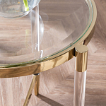 Золотой приставной столик с круглой стеклянной столешницей Weightless Table варинант исполнения - 7 | Loft Concept в Омске