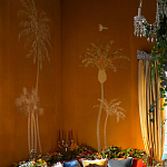 Обои с вышивкой ручной работы Deco Palms Original colourway on velvet 2 варинант исполнения - 1 | Loft Concept в Омске