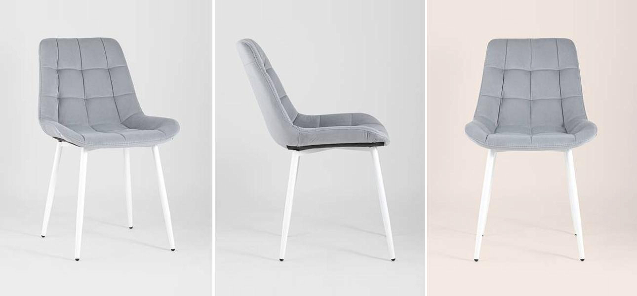 Стул NANCY Chair Серый Цвет Белые Ножки Стул NANCY Chair Серый Цвет Белые Ножки - Loft-Concept в Омске