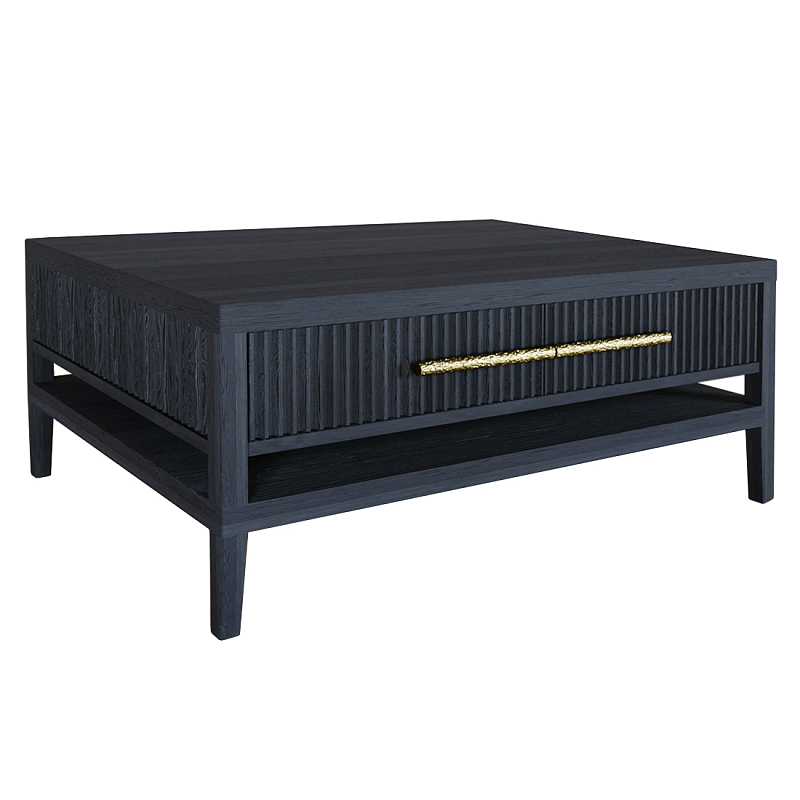 Кофейный стол Primo с двумя ящиками Черный дуб Черный матовый Золотой в Омске | Loft Concept 