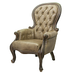 Кресло кожаное с мягкими подлокотниками на 4-х деревянных ножках Evelyn Classical Armchair варинант исполнения - 3 | Loft Concept в Омске