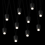 Подвесной светильник черными плафонами на длинных пересекающихся тросах Construction варинант исполнения - 10 | Loft Concept в Омске