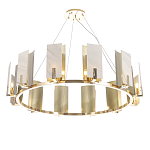 Люстра подвесная круглая с прямоугольными мраморными и золотистыми панелями на металлическом каркасе Диаметр 118 см Marble square Chandelier варинант исполнения - 3 | Loft Concept в Омске