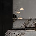 Подвесной светильник с плафоном в виде эллипса из белого алебастра Cryptocrystalline Stone варинант исполнения - 6 | Loft Concept в Омске