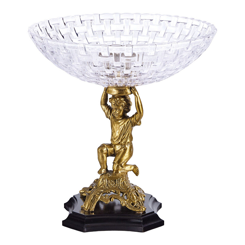 Чаша для фруктов с подножием в виде ангела Eden Garden Бронза Прозрачный в Омске | Loft Concept 