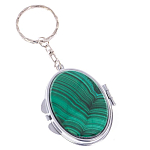 Зеркало брелок карманное двухстороннее из натурального камня Малахит Stone Mirrors варинант исполнения - 1 | Loft Concept в Омске