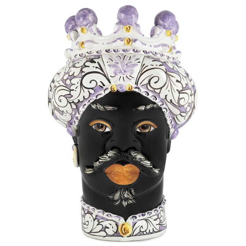 Ваза Vase Moro Man Ornate Violet Черный Фиолетовый Белый Ваза Vase Moro Man Ornate Violet Черный Фиолетовый Белый в Омске | Loft Concept