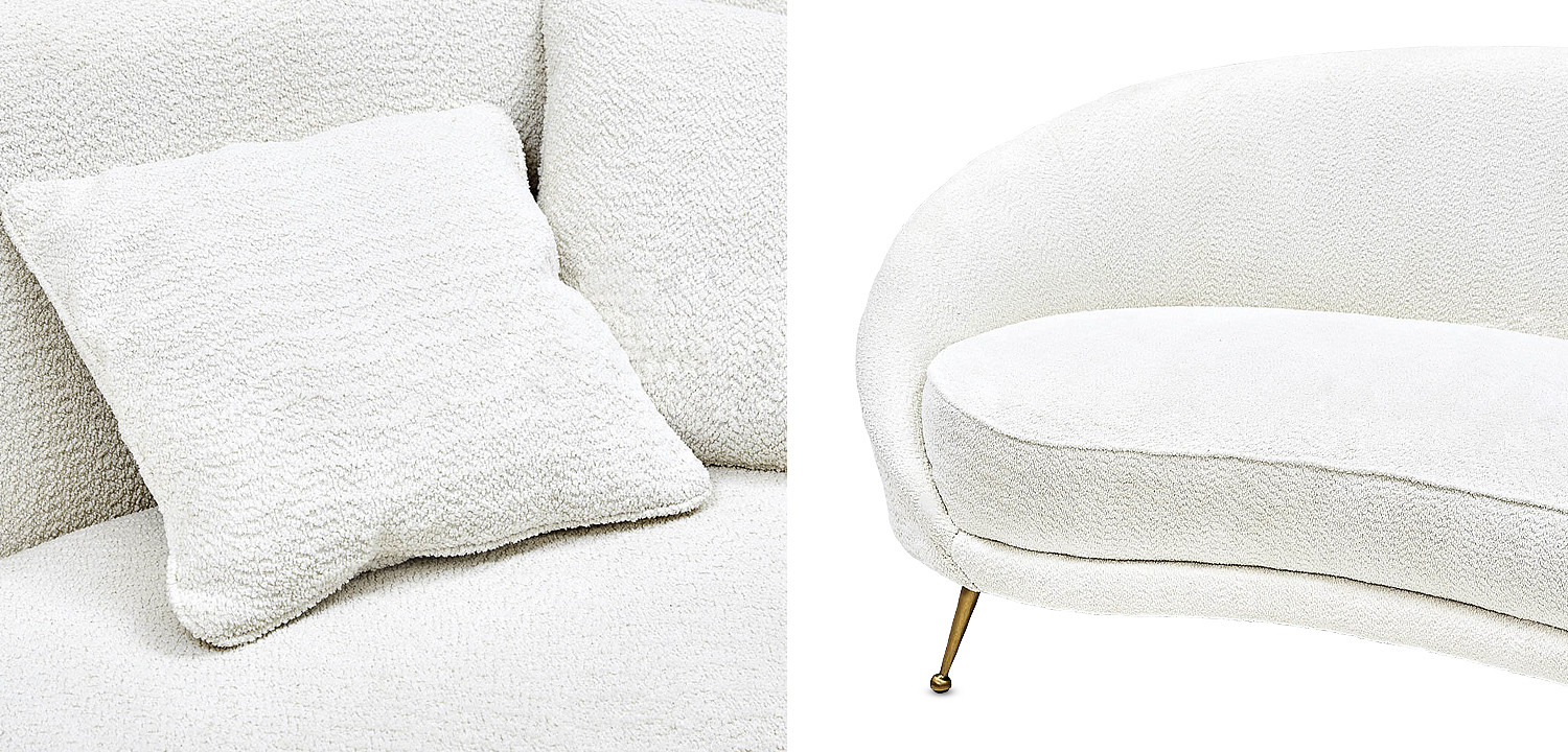 Диван с обивкой из ткани букле Manuel Sofa Белый Диван с обивкой из ткани букле Manuel Sofa Белый - Loft-Concept в Омске
