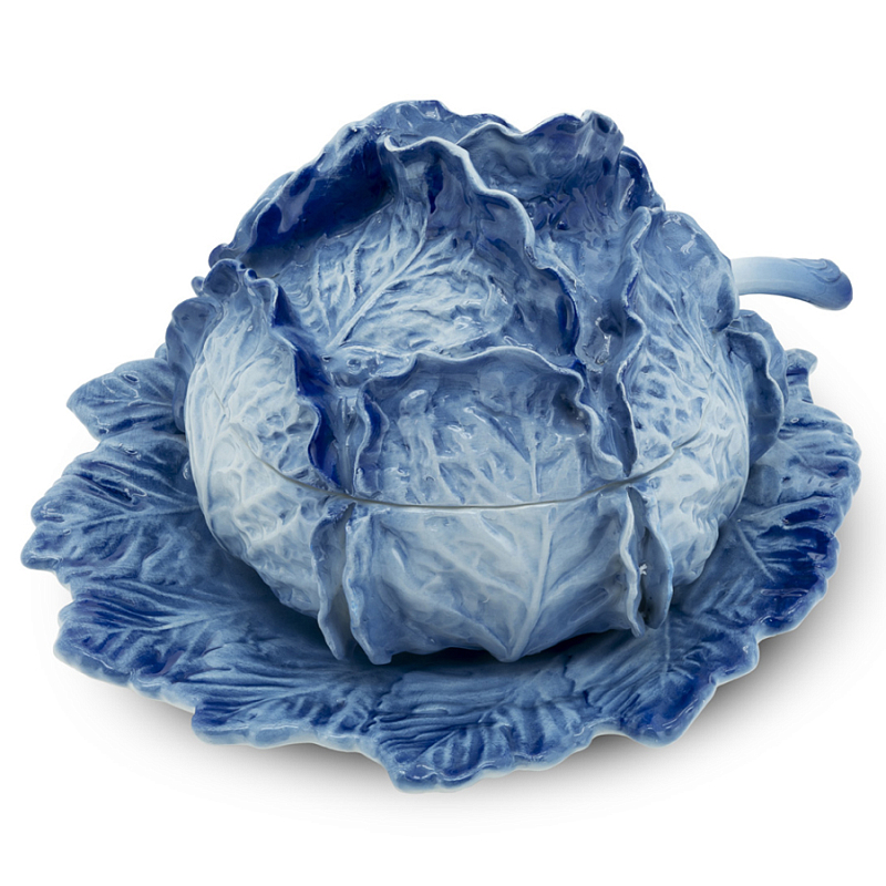 Супница SOUP BOWL CABBAGE W/PLATE D25 Blue Сапфирово-синий в Омске | Loft Concept 