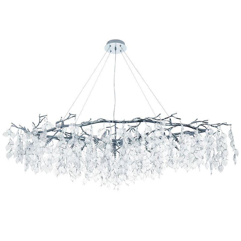 Люстра с хрустальными подвесками в виде листьев Fairytree Leaves Linear Silver Chandelier Серебряный Прозрачный Люстра с хрустальными подвесками в виде листьев Fairytree Leaves Linear Silver Chandelier Серебряный Прозрачный в Омске | Loft Concept
