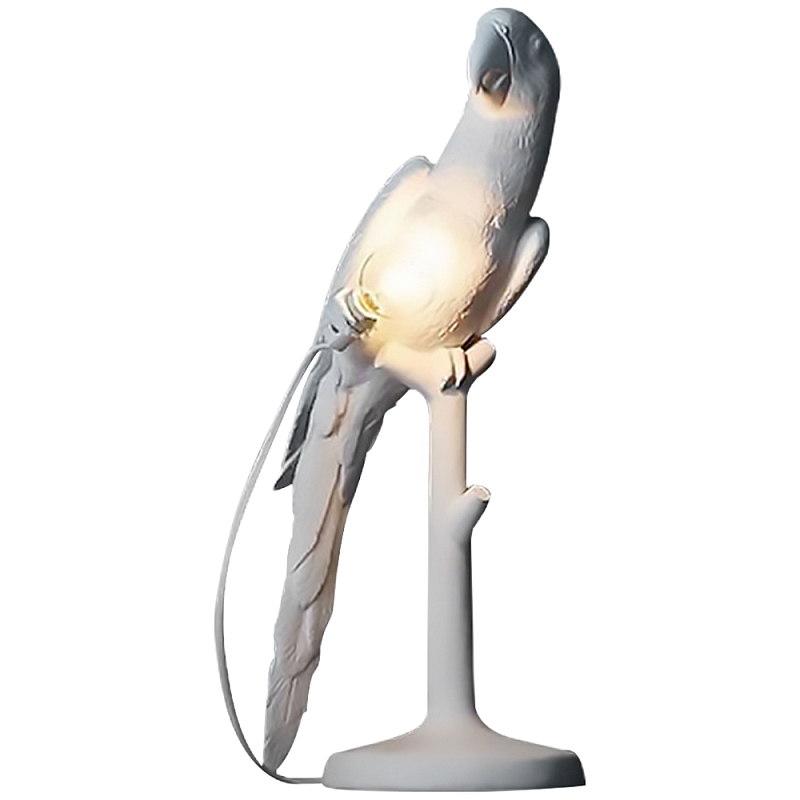 Настольная лампа в виде попугая White Parrot Table Lamp Белый Настольная лампа в виде попугая White Parrot Table Lamp Белый в Омске | Loft Concept