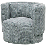 Дизайнерское мягкое кресло с круглой мягкой спинкой в голубой пестрой обивке Roux Round Armchair варинант исполнения - 1 | Loft Concept в Омске