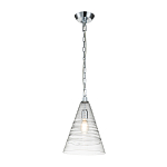 Подвесной светильник с прозрачным рельефным стеклянным плафоном в форме конуса Feiss варинант исполнения - 2 | Loft Concept в Омске