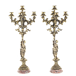 Подсвечники из бронзы на 10 свечей на подставке из камня креноид Stone Candlestick варинант исполнения - 1 | Loft Concept в Омске