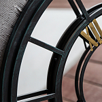 Зеркало настенное в чёрной металлической раме в виде часов Mirror Tower Clock варинант исполнения - 2 | Loft Concept в Омске