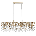 Люстра линейная с подвесками в форме монеток и золотистыми круглыми элементами из металла в виде лепестков FAIRYTREE Light варинант исполнения - 2 | Loft Concept в Омске